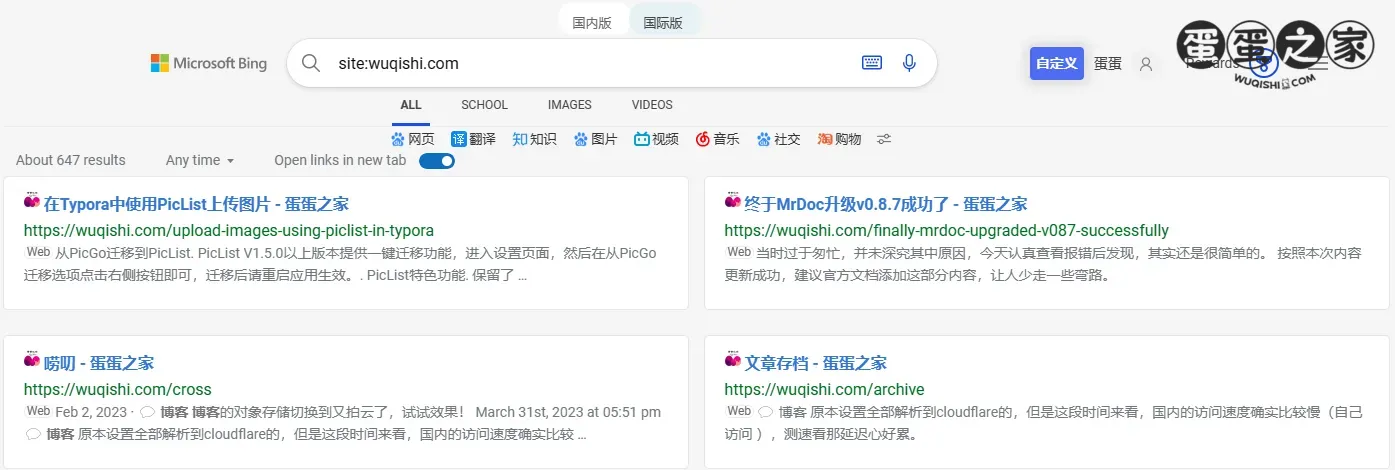 Bing下的效果